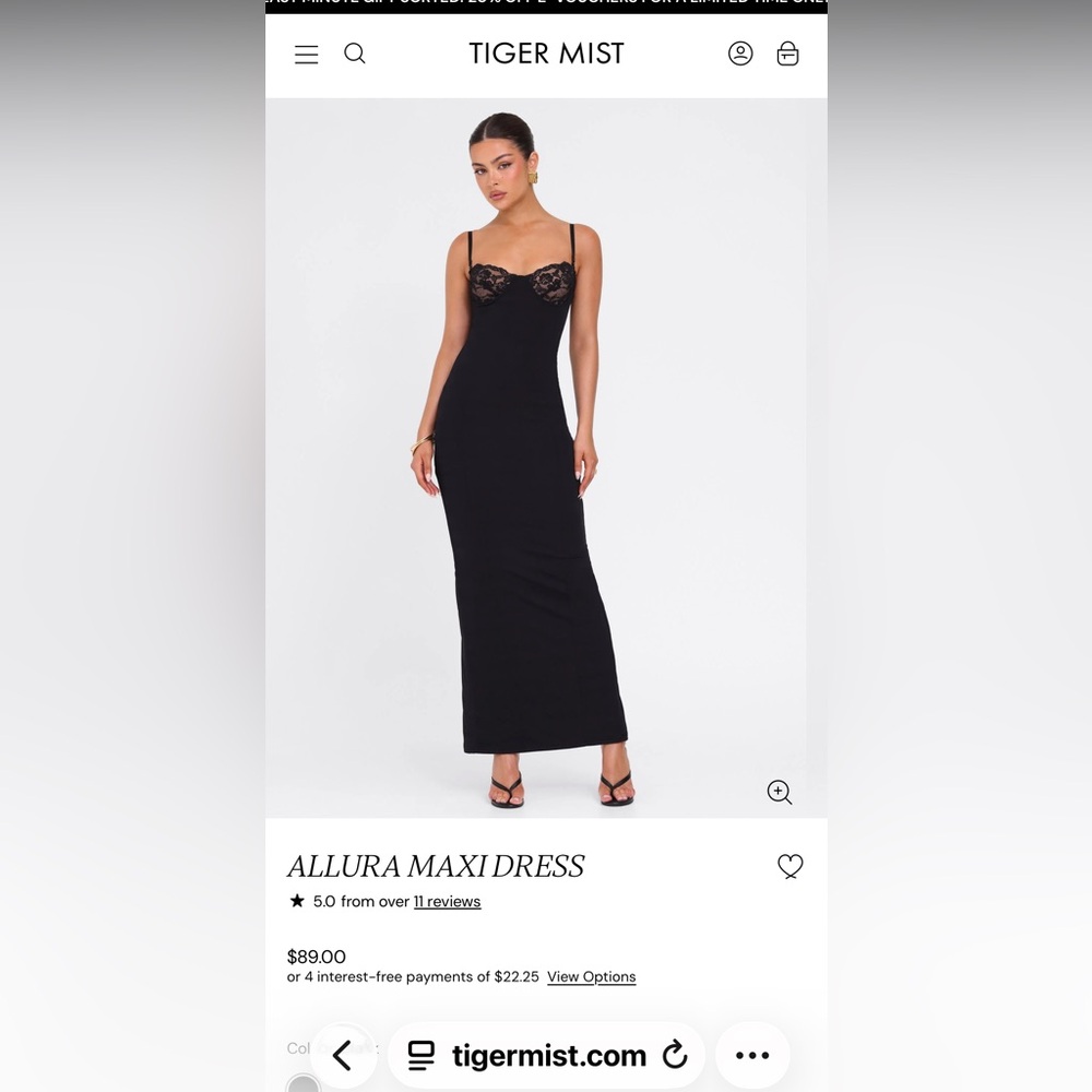 Tiger Mist Black Dress with Lace Overlay NWT